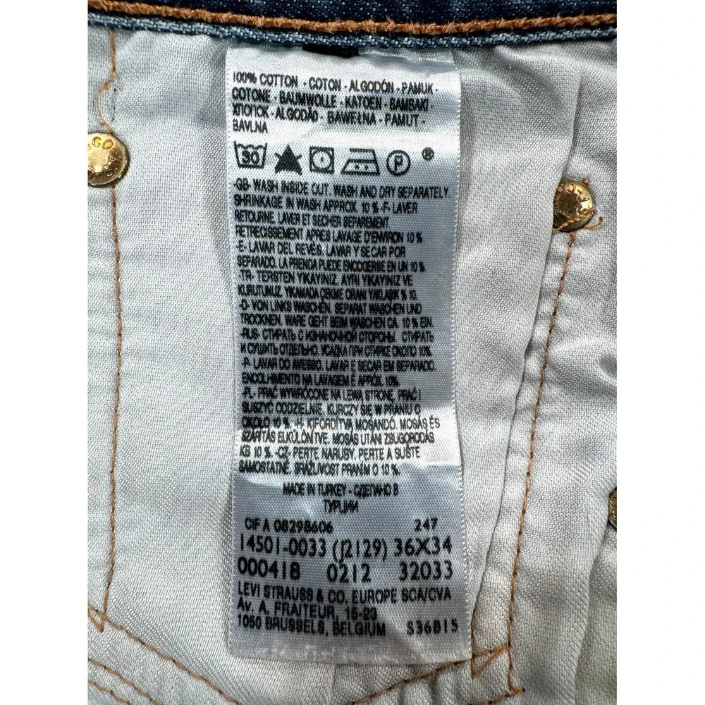 Levis 501 Original Straight Leg Jeans Mens 36x34 Blue Denim 14501-0033